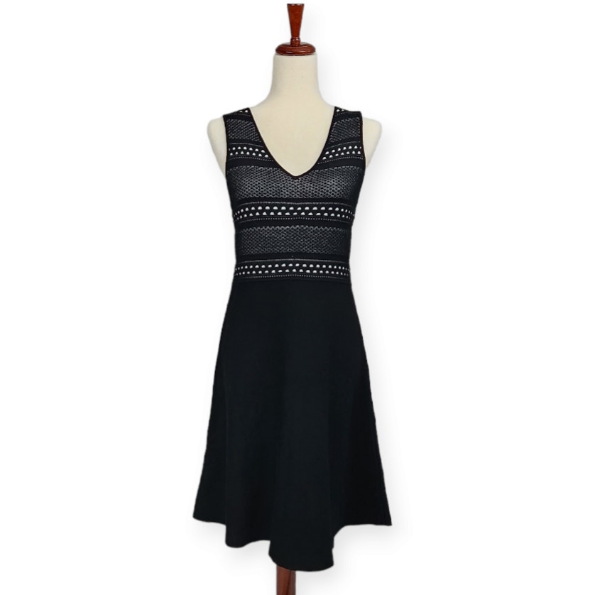 Bcbgeneration Fit & Flare Dress Knitted Stitched Knee Length Black Size Large
